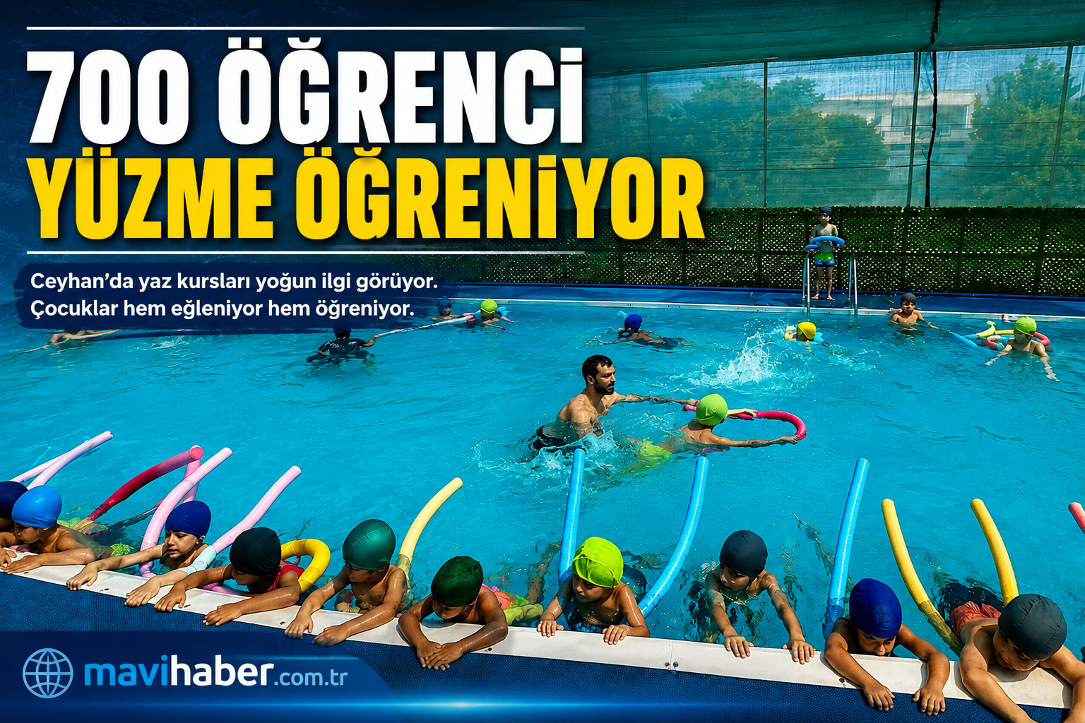 700 öğrenci yüzme öğreniyor